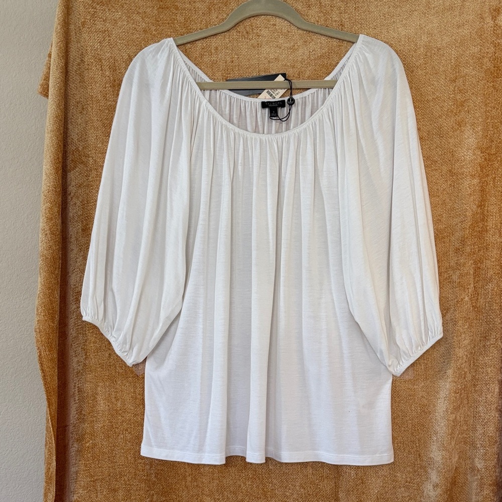 Talbots White Blouse with Balloon Sleeves